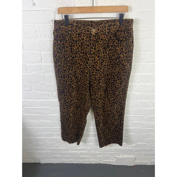 Jones New York Women's Leopard Print Straight Leg Pants Black Brown Size 14 - Picture 1 of 4